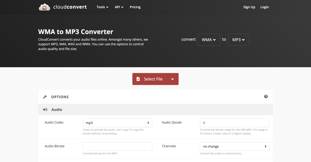 Der Screenshot der Cloudconvert-Website