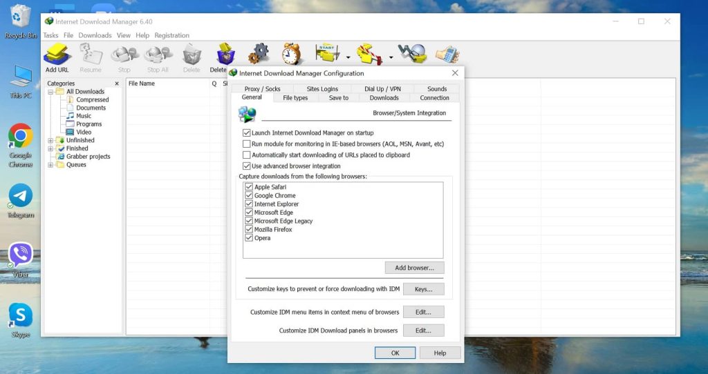 Internet Download Manager विंडोज़ ऑपरेटिंग सिस्टम के साथ संगत है।