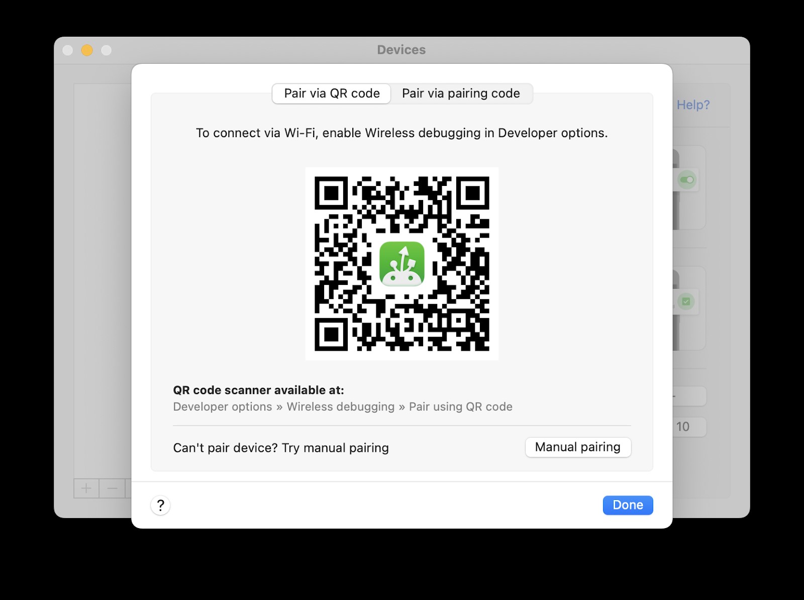 Se connecter via un code QR