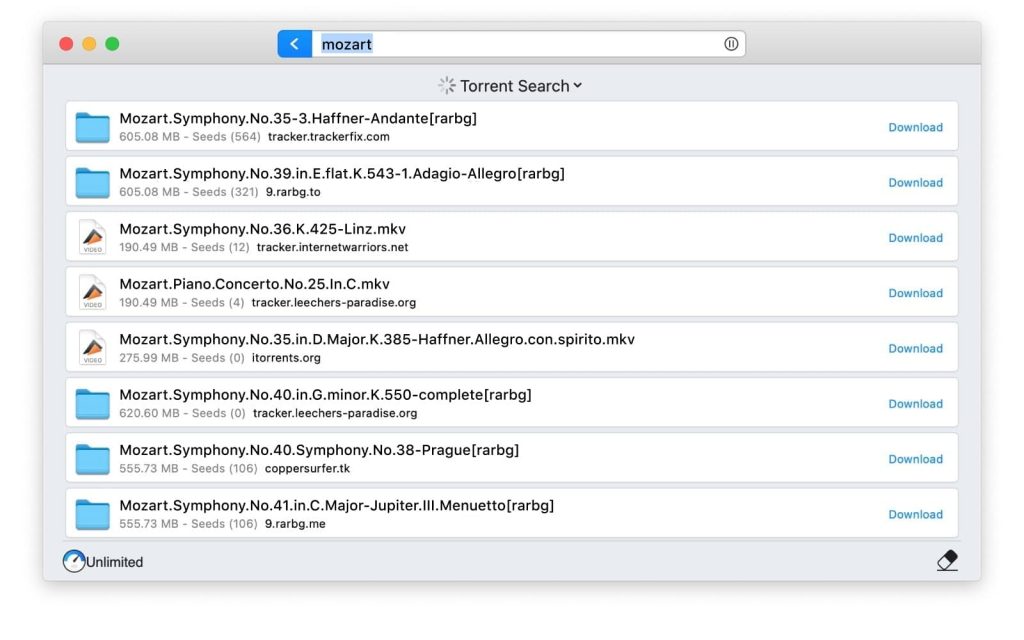 Folx as a torrent search engine for Mac