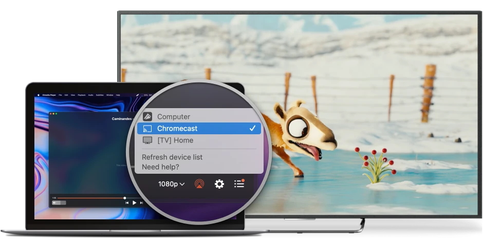 Comment faire un Chromecast du Mac vers la TV en utilisant Elmedia Player.