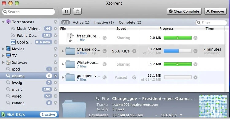 Xtorrent es un cliente BitTorrent muy fácil de usar.