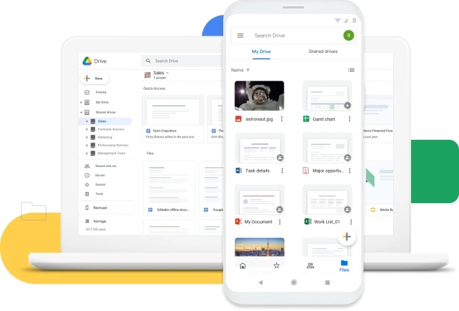 You can use Google Drive both on your phone and Mac computer