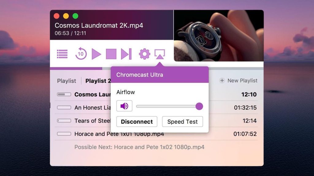 Conéctate al Chromecast desde el Mac mediante AirFlow.