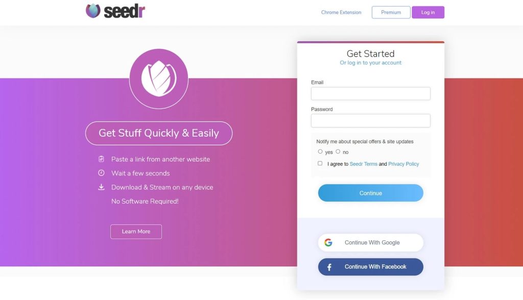 Seedrは、トレントのリーチャーやマグネットリンクを含む、合理的な速度でダウンロードを処理できます。