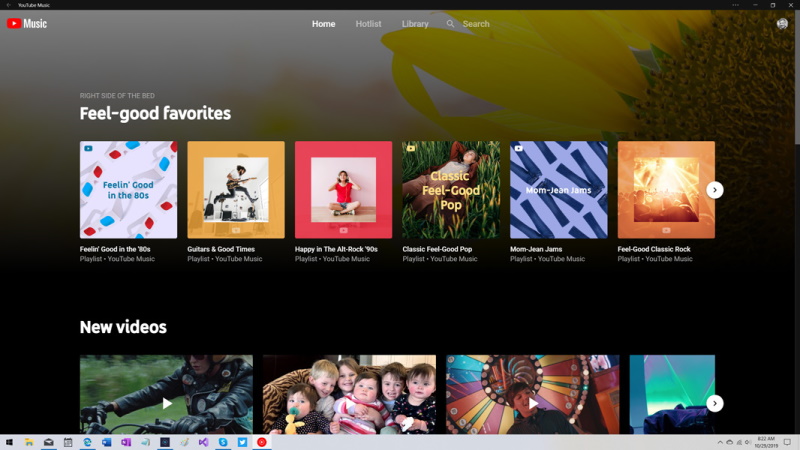 Interface de YouTube Music.