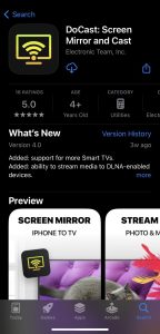 Downloading the DoCast app from the App Store