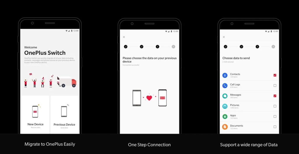 Application gratuite qui migre facilement les données sans connexion réseau OnePlus Switch.