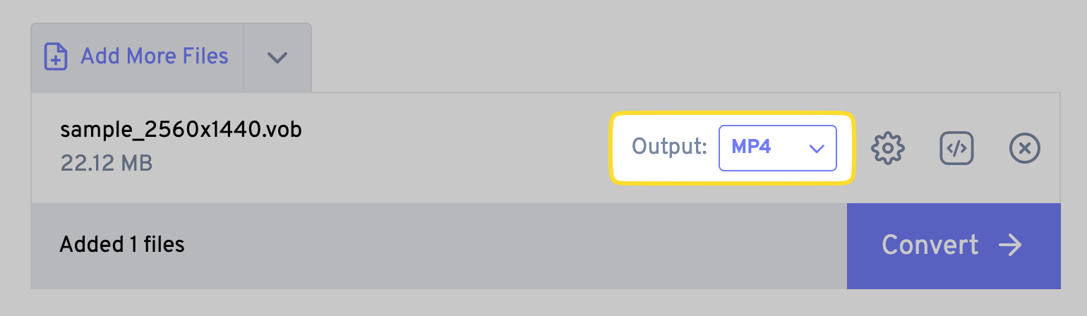 The Output formats option is highlighted