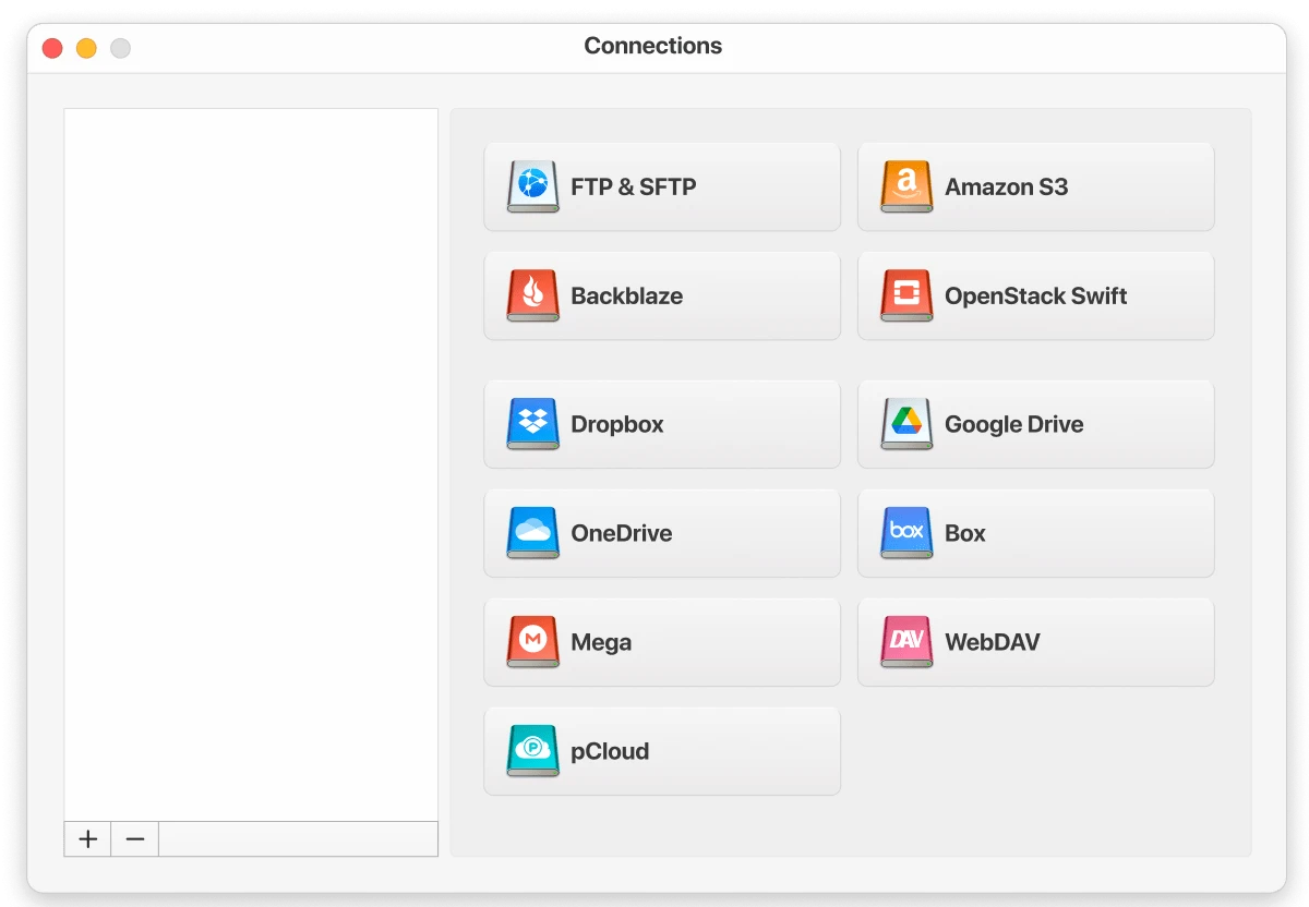 Select the OneDrive icon in ClounMounter on Mac