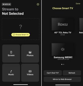 Select your Samsung device in DoCast