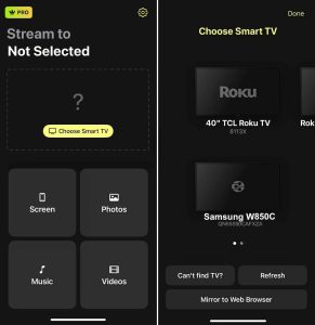 Select your Samsung device in DoCast