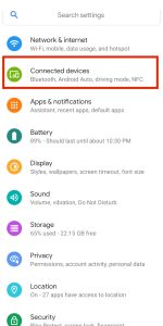 Tap on the Connected devices option on Android phone
