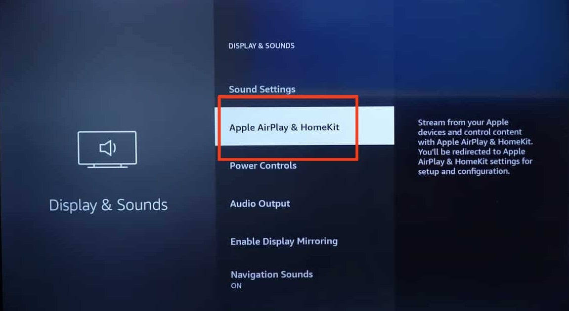 Select the Apple AirPlay and HomeKit option on Fire TV