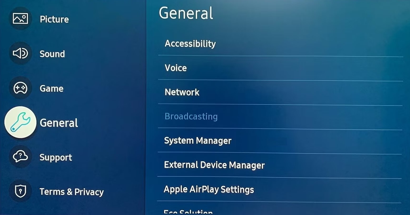 Select the Apple AirPlay Settings option on Samsung TV