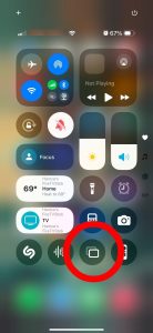 Tap on the Screen Mirroring button on iPhone