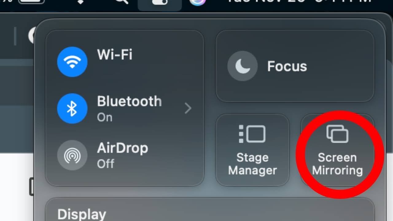 Tap on the Screen Mirroring icon on Mac