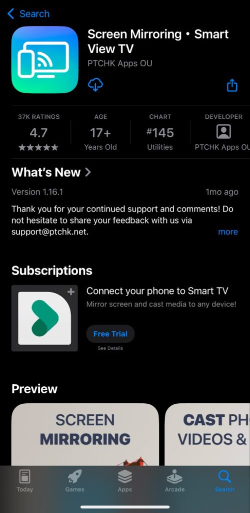 Download Screen Mirroring・Smart View TV from the App Store on your iPhone