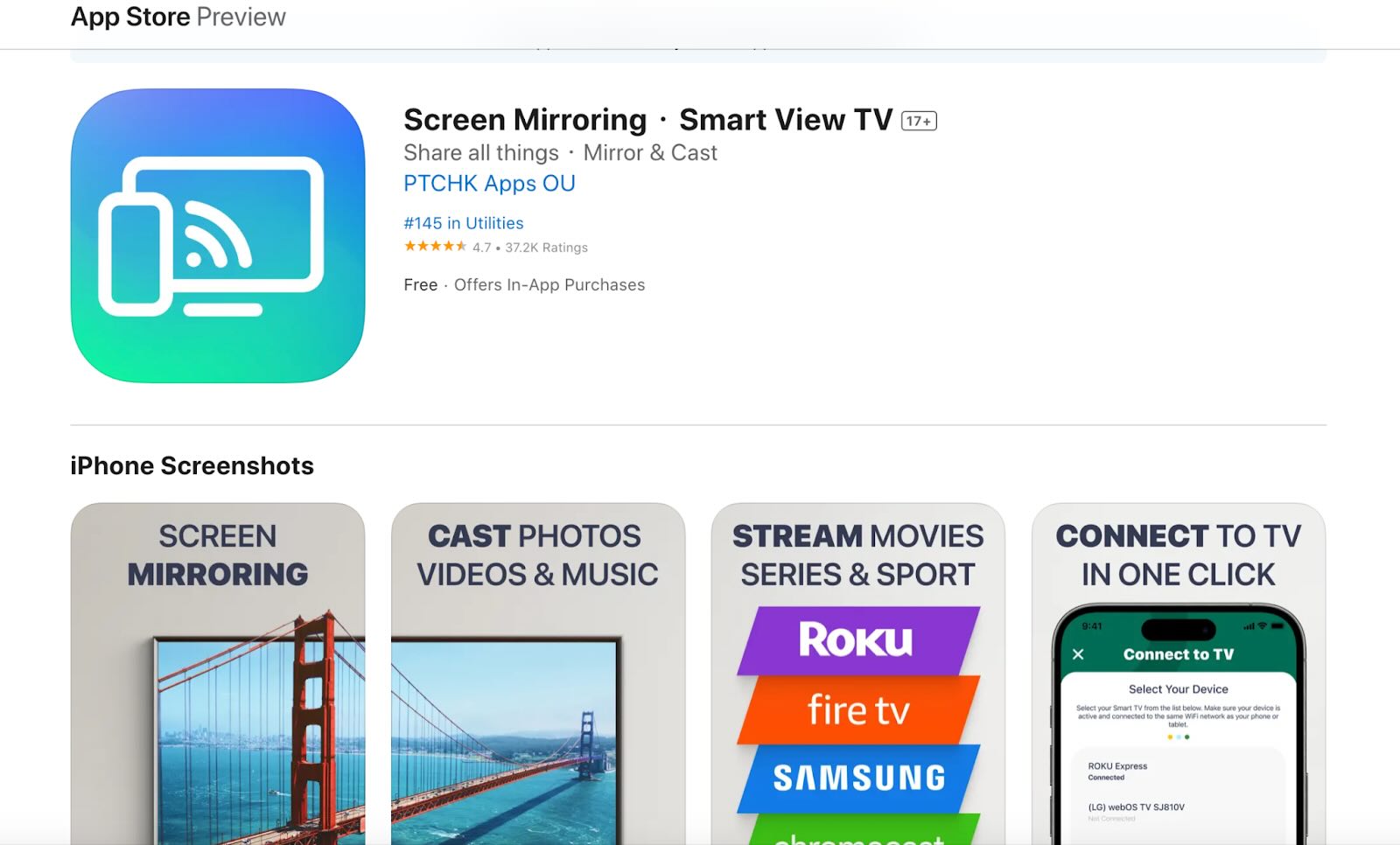 The Screen Mirroring・Smart View TV app in the App Store on Mac