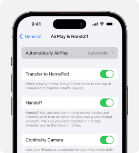 Set your iPhone to automatically AirPlay with your devices