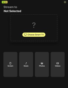 Tap on the Choose Smart TV button on the main screen in DoCast