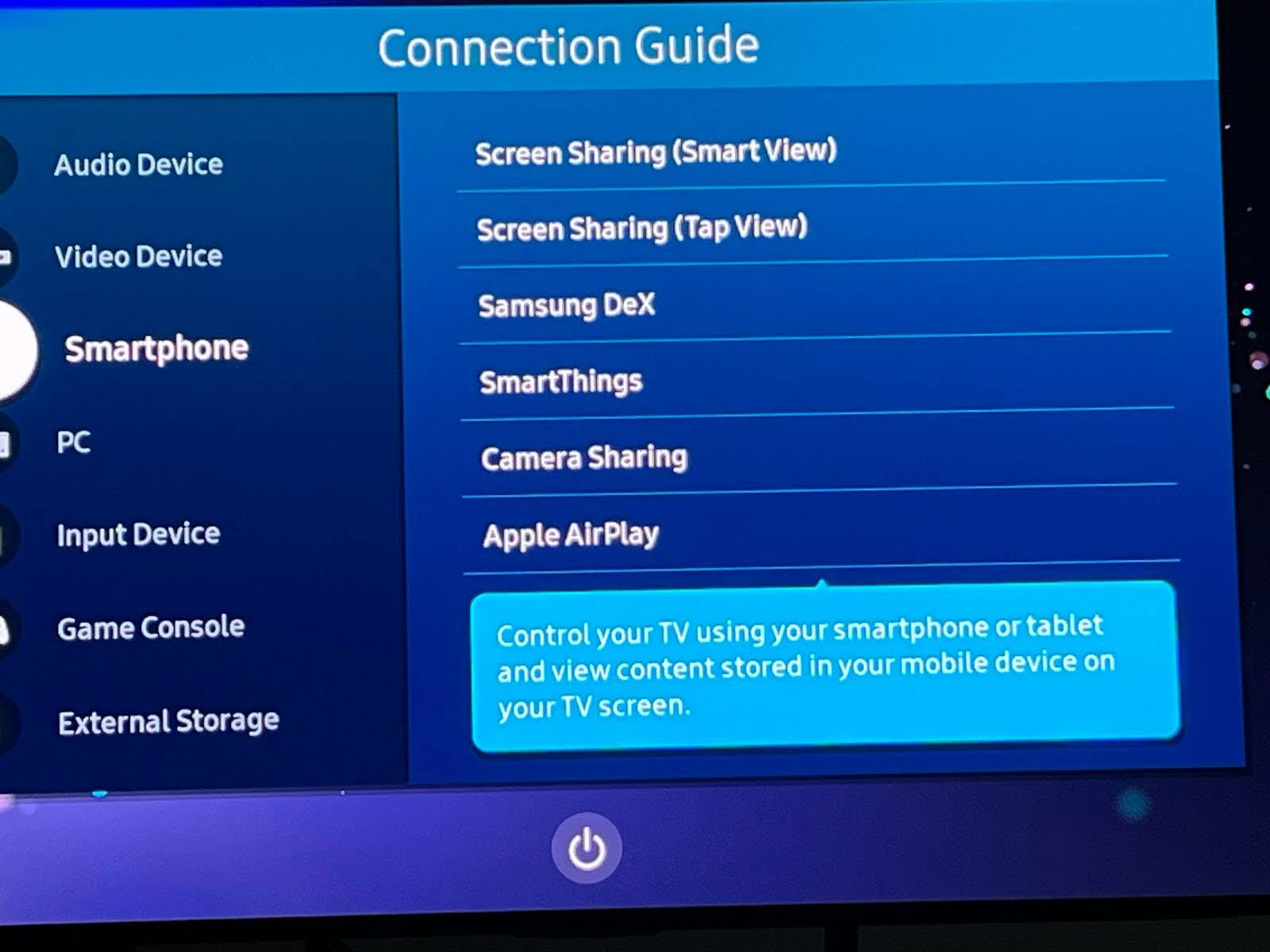 Go to the Connection option o Samsung TV to turn on AirPlay