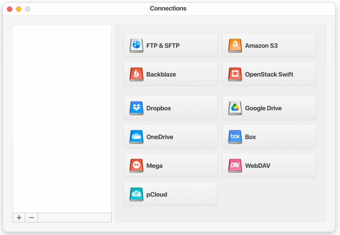 Selecting the storage icon in CloudMounter on Mac