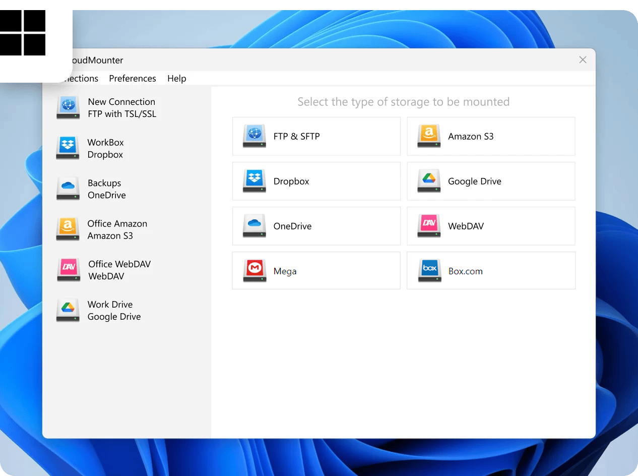 Connect Google Drive and WebDAV in CloudMounter on Windows