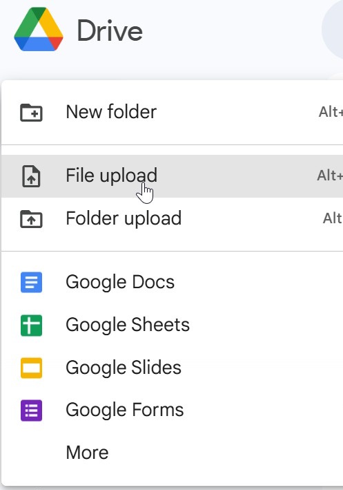 Upload files or folders to Google Drive