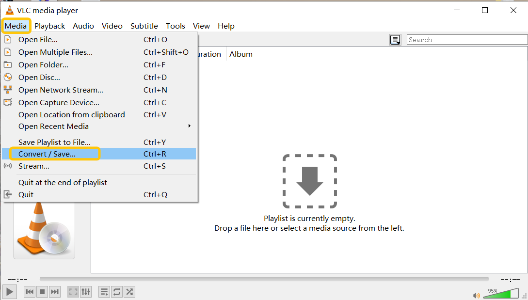 Open VLC and Start Conversion