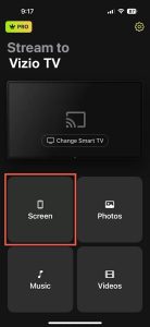 Tap on the Screen button in DoCast