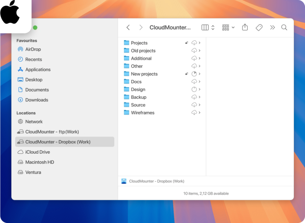 Dropbox and FTP drives in Finder FTP and Dropbox folders in Finder