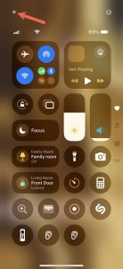 Plus sign in the iPhone Control Center
