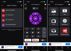 Using of the TV Remote - Universal Control app on iPhone