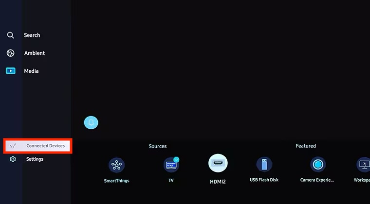 Connected Devices option on Samsung TV