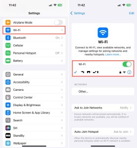 Checking Wi-Fi network on iPhone