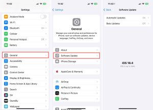 Checking software updates on iPhone