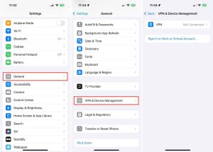 Disabling the VPN on iPhone