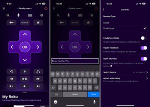 The main screens of The Roku App