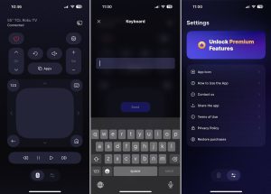 The interface screens of the Universal TV Remote Control app