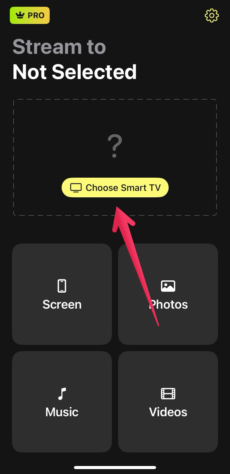 Tap on the Choose Smart TV button in DoCast