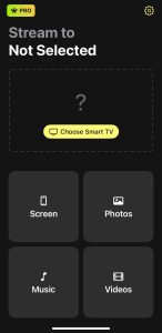 Tap on the Choose Smart TV button to connect to iPhone in DoCast