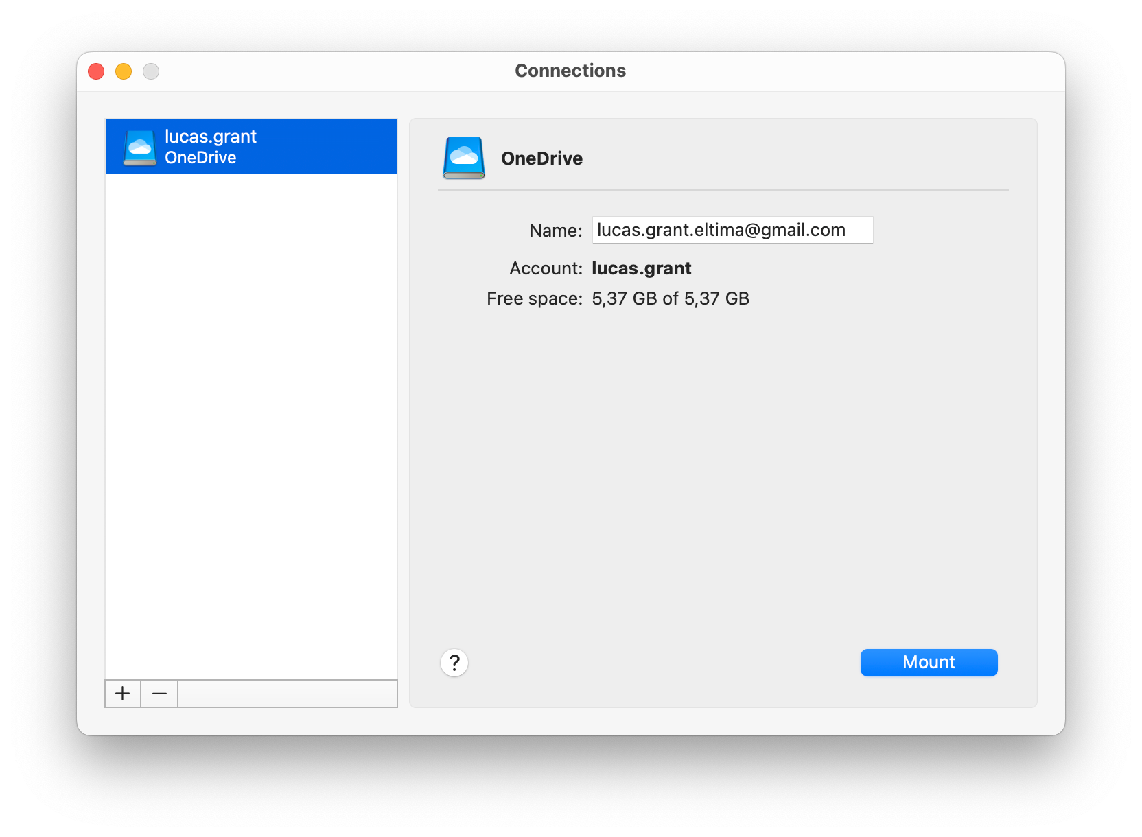 Set up OneDrive in CloudMounter on Mac