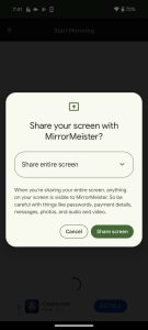 Tap on the Share screen button in MirrorMeister on Android