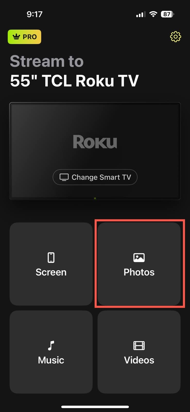 Tap on the Photos button in DoCast