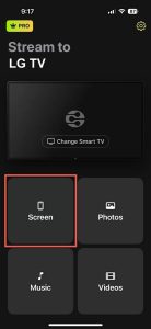 Tap on the Screen button in DoCast