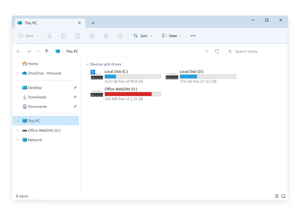 Access WebDAV server from File Explorer