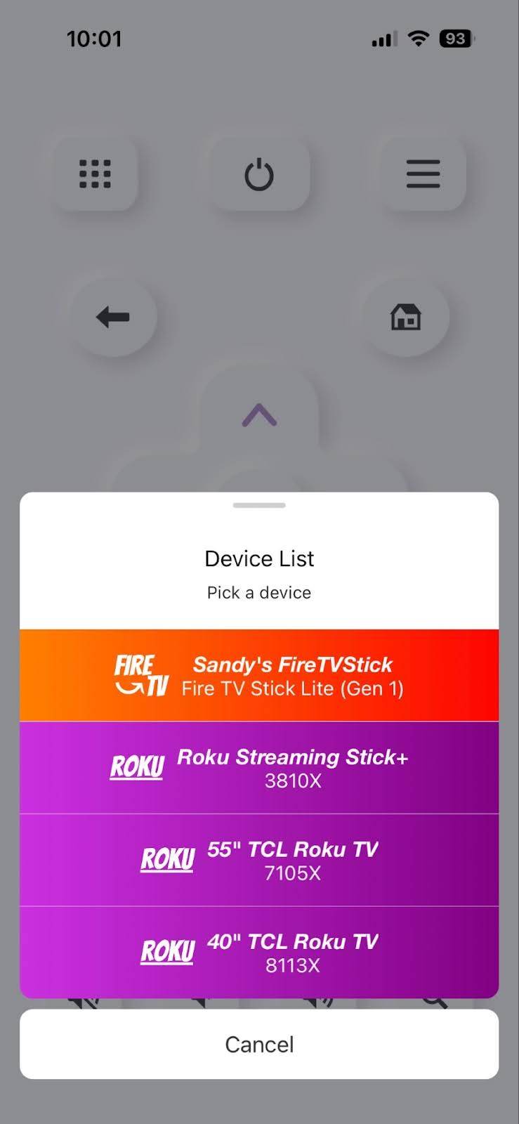 Select your TV device from the list in TV Remote Select your TV device from the list in TV Remote
