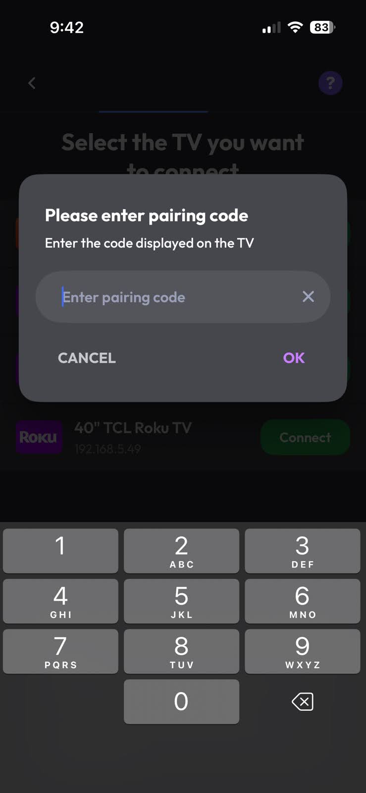 Enter the pairing code in TV Remote, Universal Remote