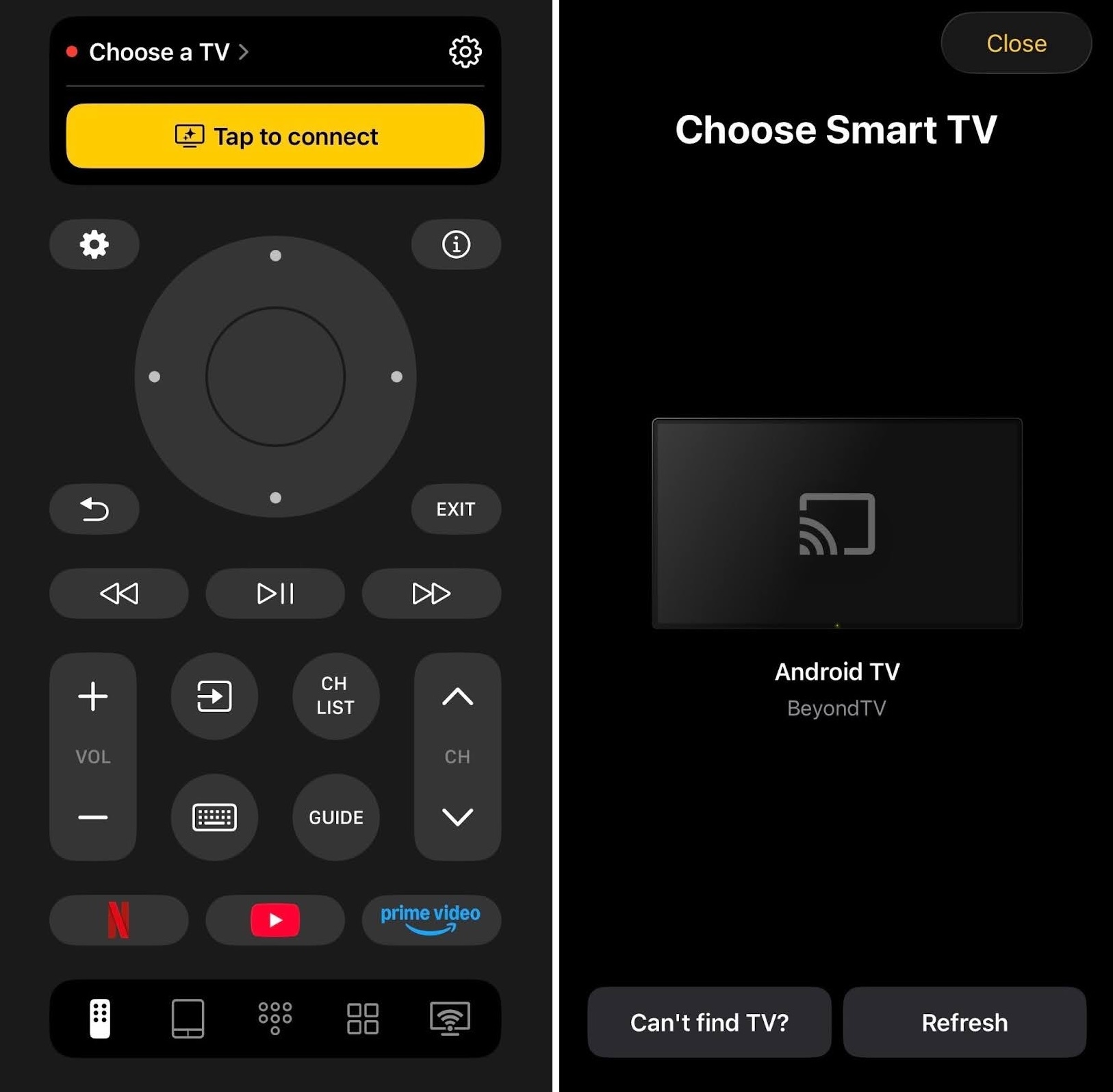 Select your TV device from the list of devices in TVRem